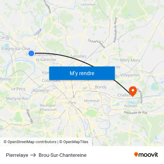 Pierrelaye to Brou-Sur-Chantereine map