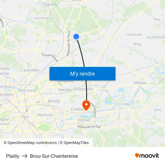 Plailly to Brou-Sur-Chantereine map