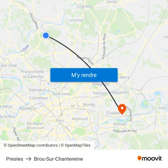 Presles to Brou-Sur-Chantereine map