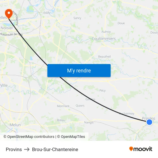 Provins to Brou-Sur-Chantereine map