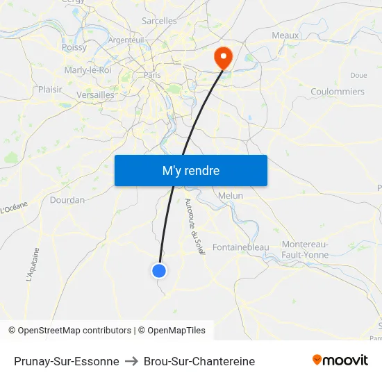 Prunay-Sur-Essonne to Brou-Sur-Chantereine map