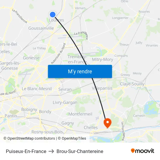 Puiseux-En-France to Brou-Sur-Chantereine map