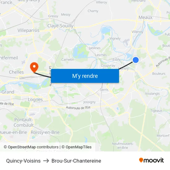 Quincy-Voisins to Brou-Sur-Chantereine map