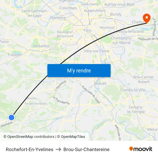 Rochefort-En-Yvelines to Brou-Sur-Chantereine map