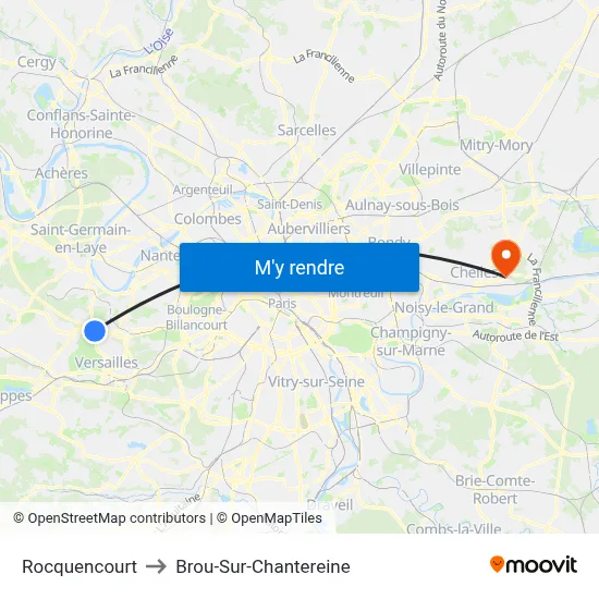 Rocquencourt to Brou-Sur-Chantereine map