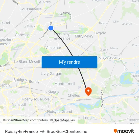Roissy-En-France to Brou-Sur-Chantereine map