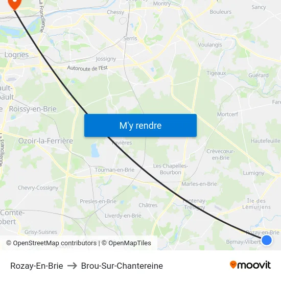 Rozay-En-Brie to Brou-Sur-Chantereine map