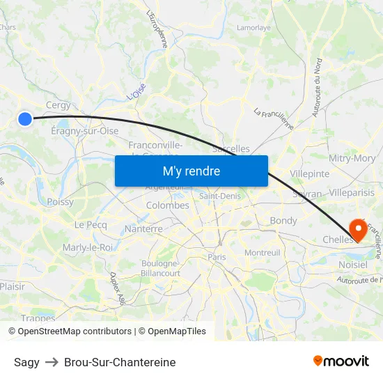 Sagy to Brou-Sur-Chantereine map