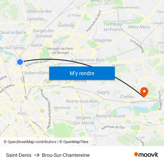 Saint-Denis to Brou-Sur-Chantereine map