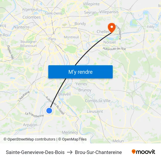 Sainte-Genevieve-Des-Bois to Brou-Sur-Chantereine map