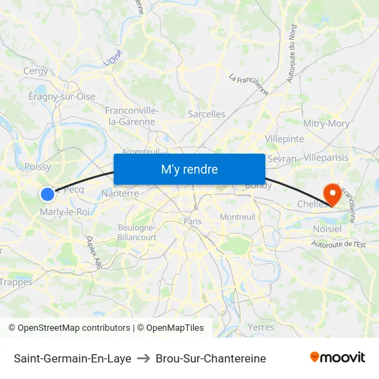 Saint-Germain-En-Laye to Brou-Sur-Chantereine map