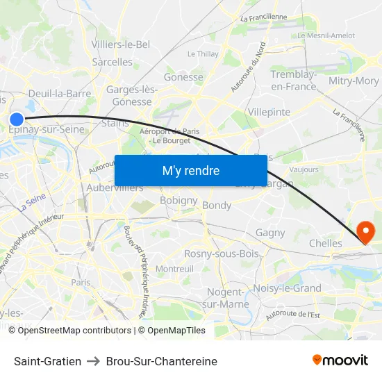 Saint-Gratien to Brou-Sur-Chantereine map