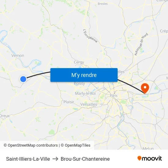 Saint-Illiers-La-Ville to Brou-Sur-Chantereine map
