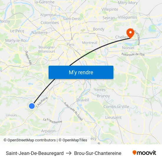 Saint-Jean-De-Beauregard to Brou-Sur-Chantereine map