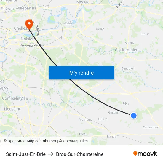 Saint-Just-En-Brie to Brou-Sur-Chantereine map