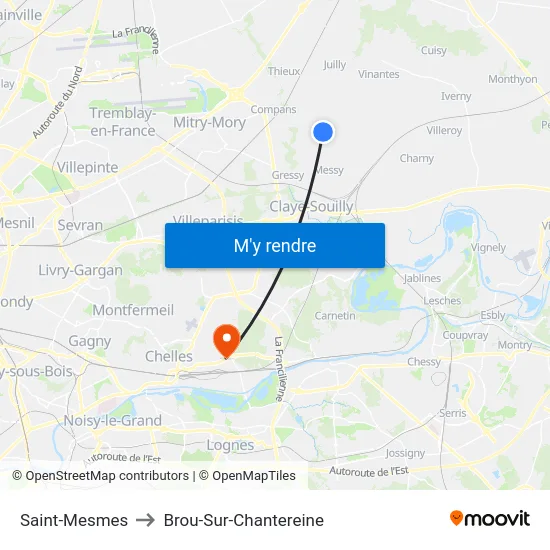 Saint-Mesmes to Brou-Sur-Chantereine map