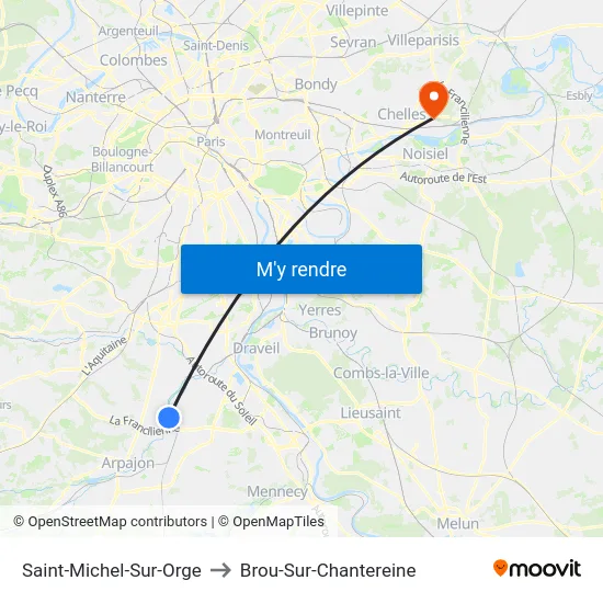 Saint-Michel-Sur-Orge to Brou-Sur-Chantereine map