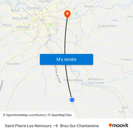 Saint-Pierre-Les-Nemours to Brou-Sur-Chantereine map