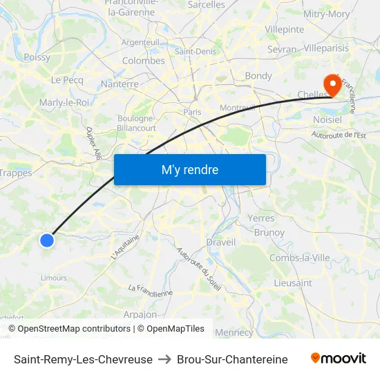 Saint-Remy-Les-Chevreuse to Brou-Sur-Chantereine map
