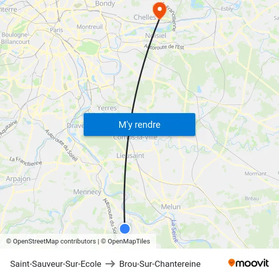 Saint-Sauveur-Sur-Ecole to Brou-Sur-Chantereine map
