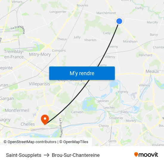 Saint-Soupplets to Brou-Sur-Chantereine map