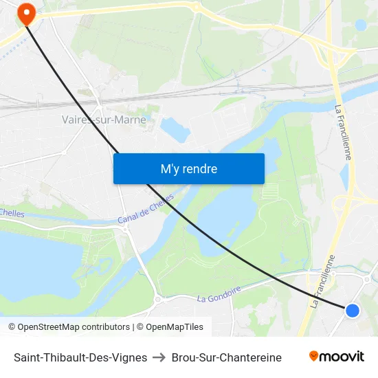 Saint-Thibault-Des-Vignes to Brou-Sur-Chantereine map