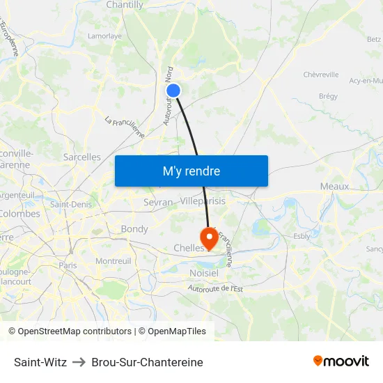 Saint-Witz to Brou-Sur-Chantereine map