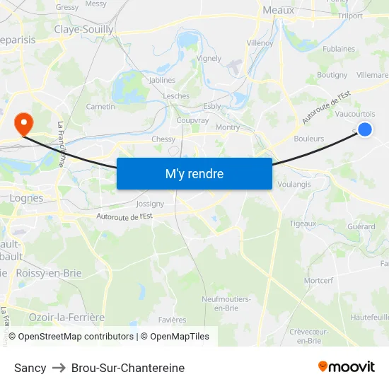 Sancy to Brou-Sur-Chantereine map