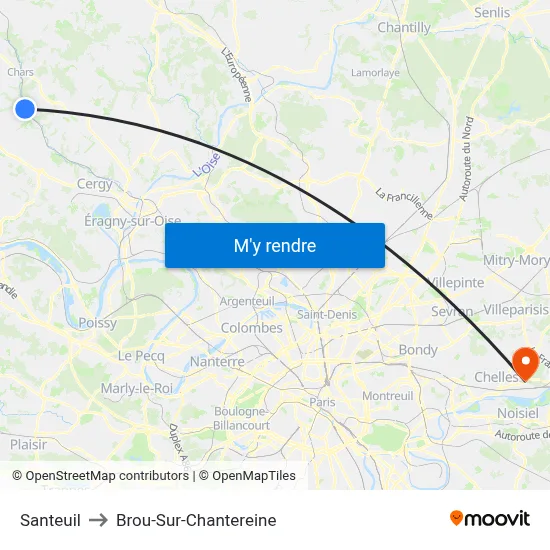 Santeuil to Brou-Sur-Chantereine map
