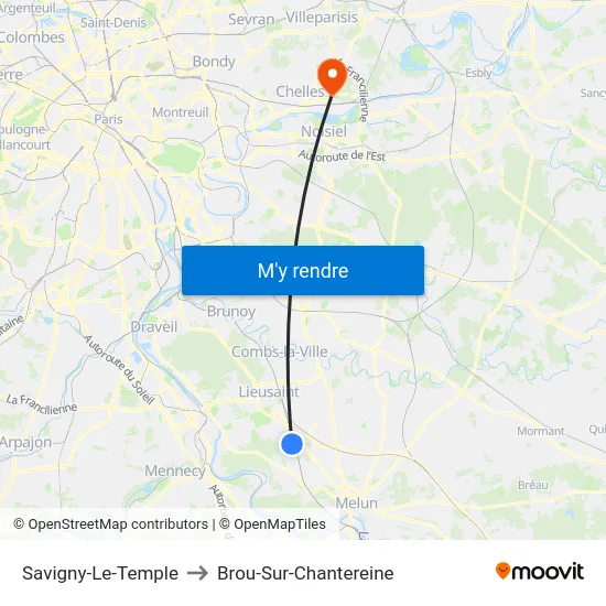 Savigny-Le-Temple to Brou-Sur-Chantereine map