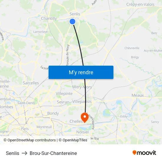 Senlis to Brou-Sur-Chantereine map
