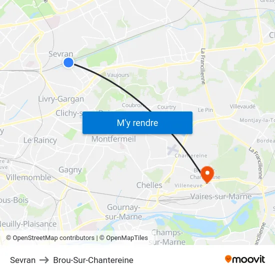 Sevran to Brou-Sur-Chantereine map