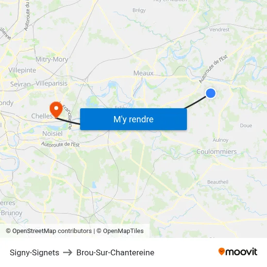 Signy-Signets to Brou-Sur-Chantereine map