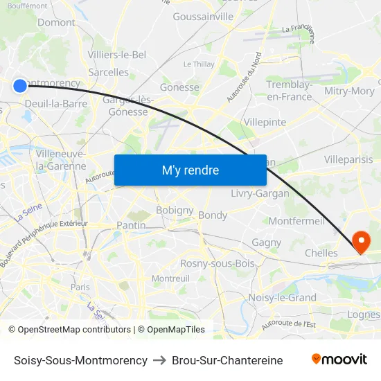 Soisy-Sous-Montmorency to Brou-Sur-Chantereine map