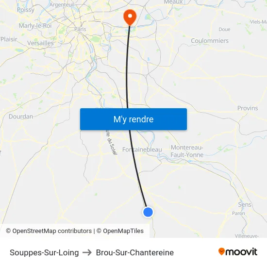 Souppes-Sur-Loing to Brou-Sur-Chantereine map