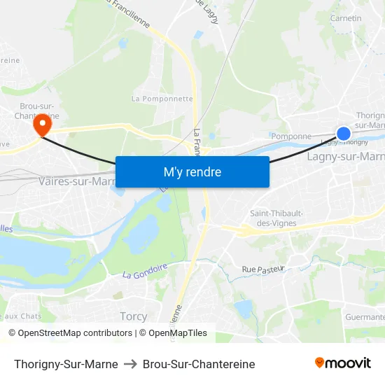 Thorigny-Sur-Marne to Brou-Sur-Chantereine map
