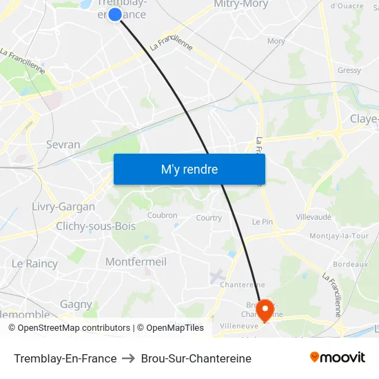 Tremblay-En-France to Brou-Sur-Chantereine map