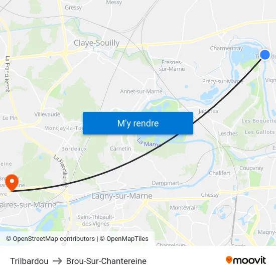 Trilbardou to Brou-Sur-Chantereine map