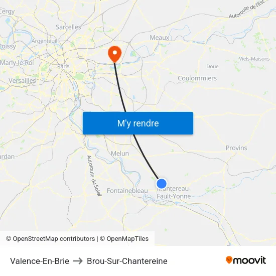 Valence-En-Brie to Brou-Sur-Chantereine map