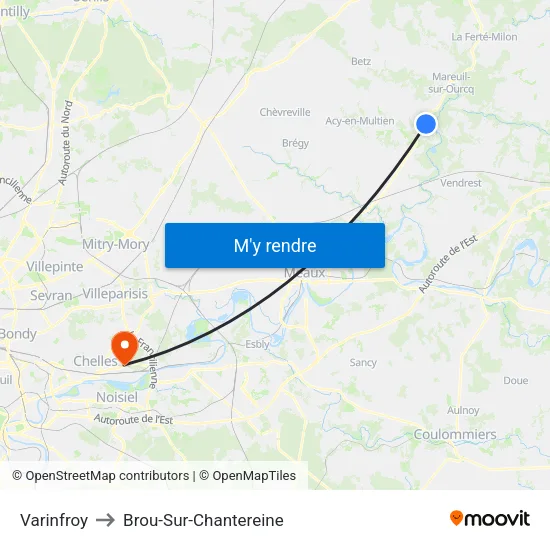 Varinfroy to Brou-Sur-Chantereine map