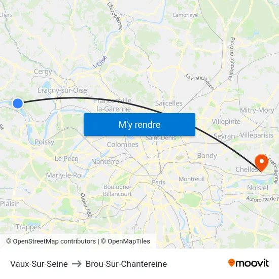 Vaux-Sur-Seine to Brou-Sur-Chantereine map