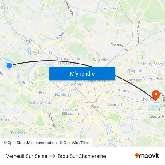Verneuil-Sur-Seine to Brou-Sur-Chantereine map