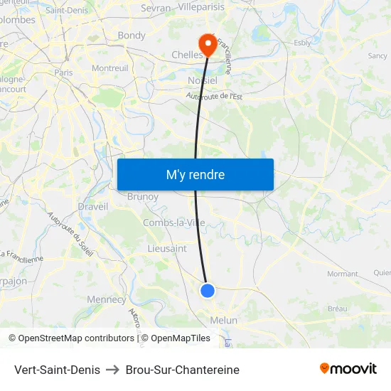 Vert-Saint-Denis to Brou-Sur-Chantereine map