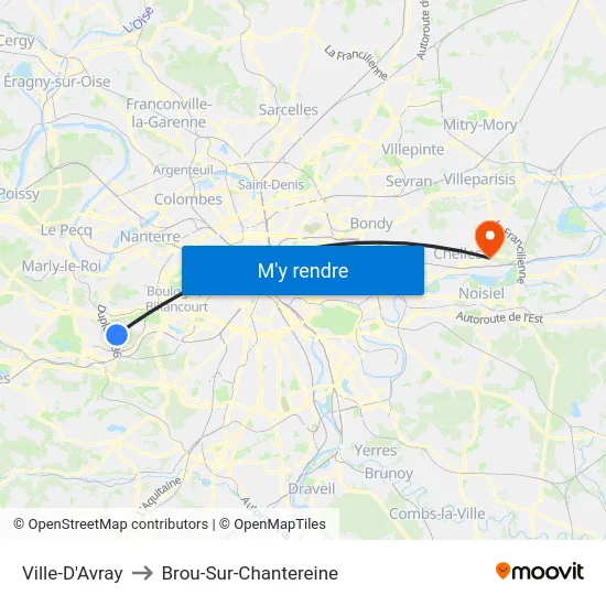 Ville-D'Avray to Brou-Sur-Chantereine map