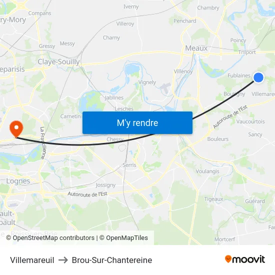 Villemareuil to Brou-Sur-Chantereine map