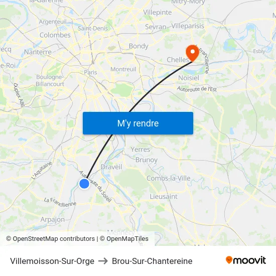 Villemoisson-Sur-Orge to Brou-Sur-Chantereine map