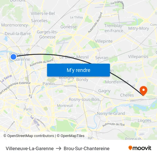 Villeneuve-La-Garenne to Brou-Sur-Chantereine map