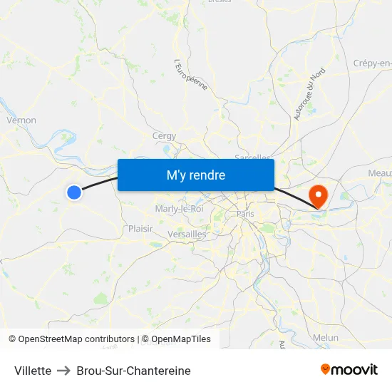 Villette to Brou-Sur-Chantereine map