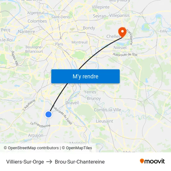 Villiers-Sur-Orge to Brou-Sur-Chantereine map