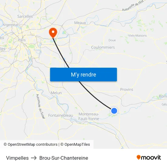 Vimpelles to Brou-Sur-Chantereine map